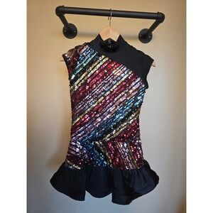 Weissman Paparazzi multicolor sequin dance costume Girls size XL‎